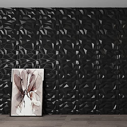 Art3d PVC 3D Diamond Wall Panel Jagged Matching-Matt Black, for Residential and Commercial Interior Decor MEGA