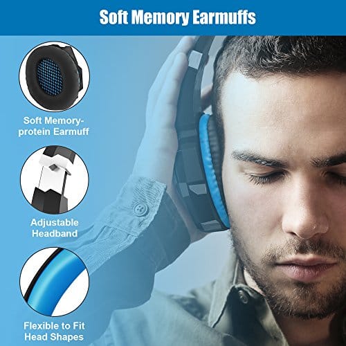 BENGOO G9000 Gaming Headset Professional 3.5mm PC LED Light Game Bass Headphones Stereo Noise Isolation Over-ear Headset Headband with Mic Microphone For PS4 Laptop Computer and Smart Phone ebuystt