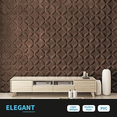 Art3d Texture 3D Wall Panels, PVC Wall Panels for Interior Wall Decor Pack of 12 Tiles 32 Sq Ft, Antique Copper, 19.7"x19.7" MEGA