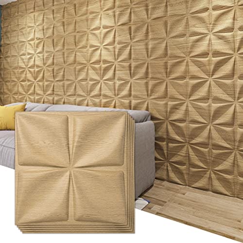 Art3d Wood Brown 3D Wall Panel PVC Flower Design Cover 32 Sqft, for Interior Wall Decor in Living Room,Bedroom,Lobby,Office,Shopping Mall MEGA