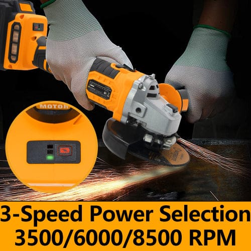 Worksite 4-1/2 inch Angle Grinder, 4-Pole Motor Battery Powered Grinder with Adjustable Auxiliary Handle, Cutting Wheels, Grinding Wheel