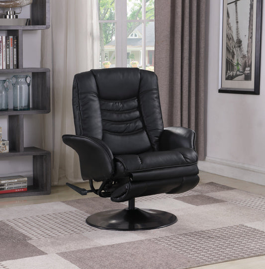 Upholstered Swivel Recliner Black SKU: 600229 coastmega
