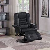 Upholstered Swivel Recliner Black SKU: 600229 coastmega