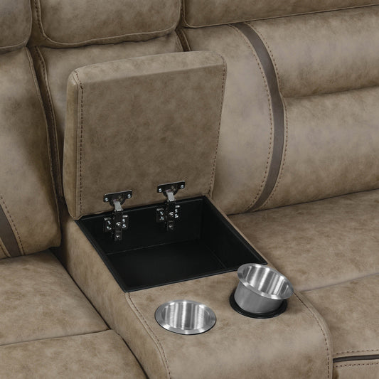 Higgins Four-Piece Upholstered Power Sectional Tan Collection: Higgins SKU: 600380 coastmega
