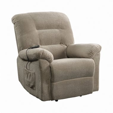 Upholstered Power Lift Recliner Beige SKU: 600399 coastmega