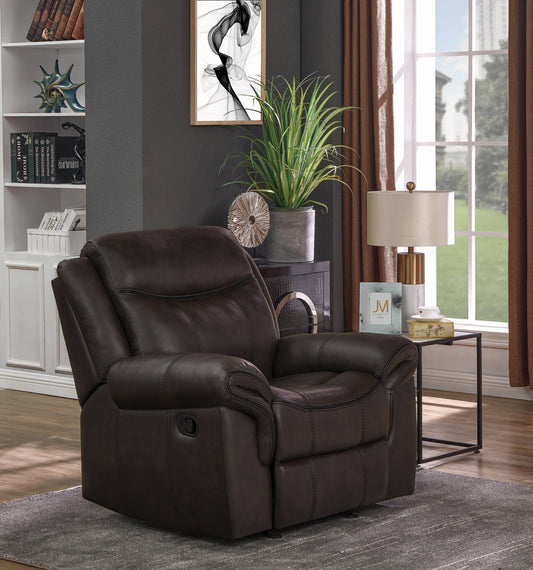 Sawyer Upholstered Glider Recliner Cocoa - 602333 coastmega