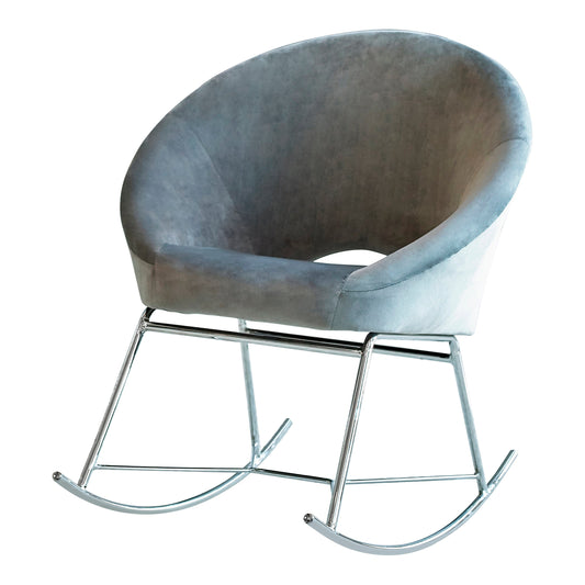 Upholstered Papasan Rocking Chair Silver And Chrome SKU: 605501 coastmega