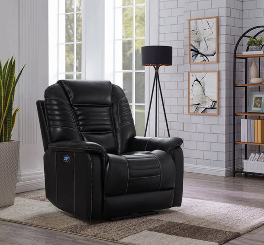Upholstered Power^3 Recliner With Power Headrest Black SKU: 608962PPP coastmega