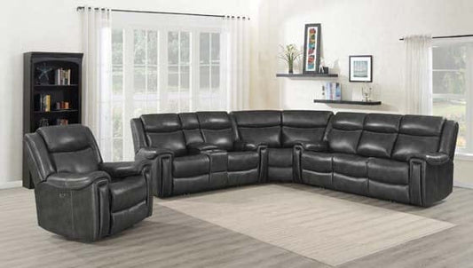 Shallowford 3-Piece Upholstered Power^2 Sectional Hand Rubbed Charcoal SKU: 609320PPI coastmega