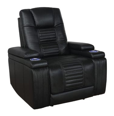 Zane Upholstered Dual Power Recliner Black coastmega