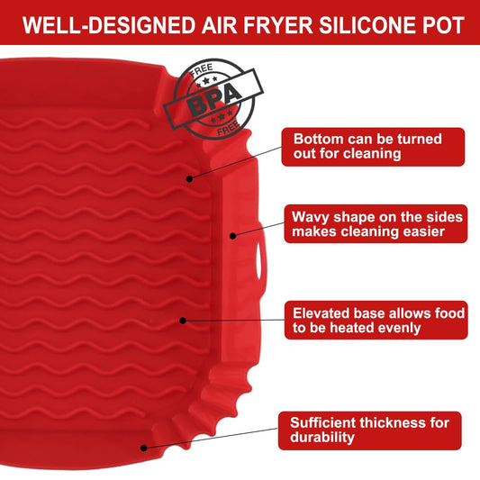 2-Pack Square Silicone Air Fryer Liners for 4-7QT, 8 Inch Silicone Air Fryer Liners Pot, Food Safe Air Fryer Oven Accessories, Replacement Of Parchment Paper, Reusable Air Fryer Silicone Inserts- B0BHH83JRP EBUYSTT