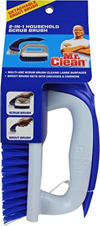 Mr. Clean 2 in 1 Household Scrub Brush Multi-Use Cleans Large Surface Grout Burst gets in crevices and corners -400275 mega