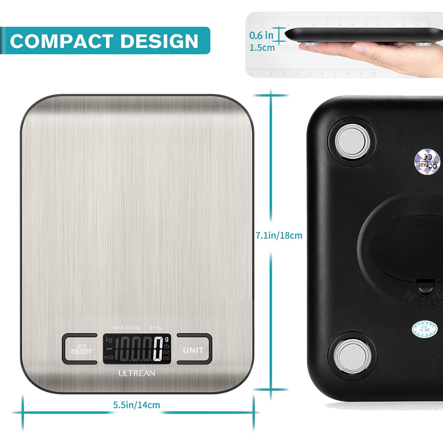 Ultrean Food Scale, Digital Kitchen Scale Weight Grams and Ounces for Baking and Cooking, 6 Units with Tare Function, 11lb (Batteries Included) - WIL-204 Pie's Variety Store