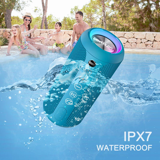 Ortizan X8PRO & X10 Blue, Portable Wireless Bluetooth Speakers, IPX7 Waterproof Shower Speaker with Deep Bass/LED Light/30H Battery/TF Card/AUX, True Wireless Stereo Speaker for Indoor&Outdoor EBUYSTT