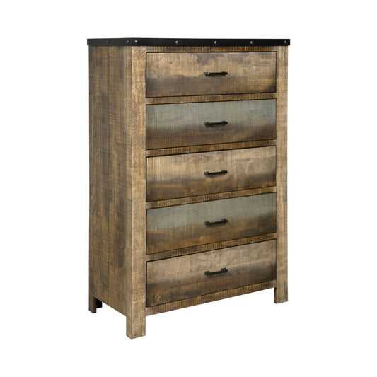 Sembene 5-Drawer Chest Antique Multi-Color Collection: You'll Love The Design Of This Chest, With Five Spacious Drawers, It Offers Ample Storage Space To Keep Your Room Organized. SKU: 205095 coastmega