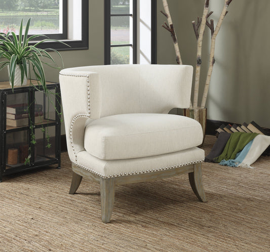 Barrel Back Accent Chair White And Weathered Grey - 902559 ebuystt