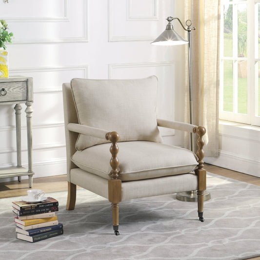 Upholstered Accent Chair With Casters Beige - 903058 ebuystt