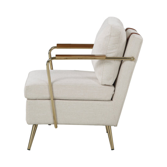 Upholstered Accent Chair Beige And Brass - 903841 ebuystt