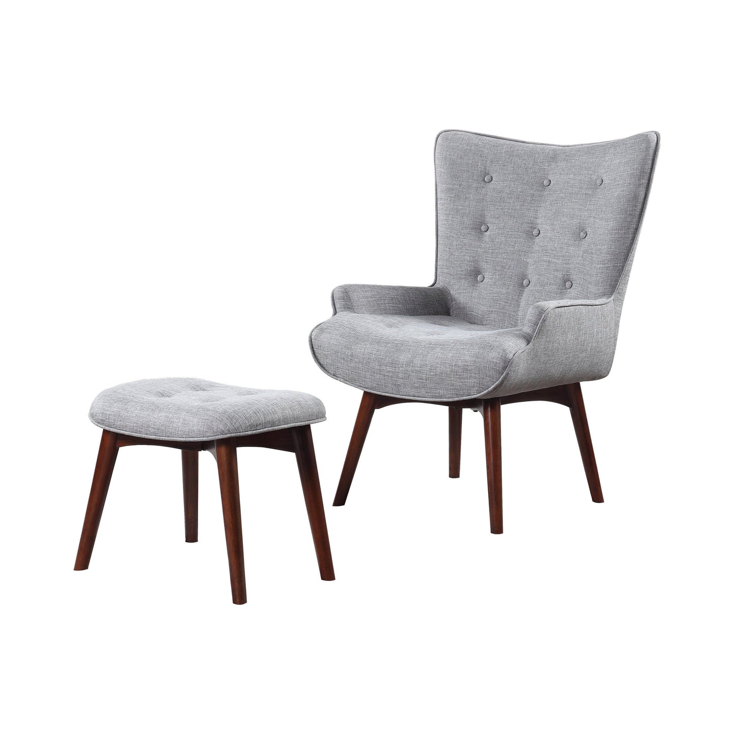 Upholstered Accent Chair With Ottoman Grey And Brown - 904119 ebuystt