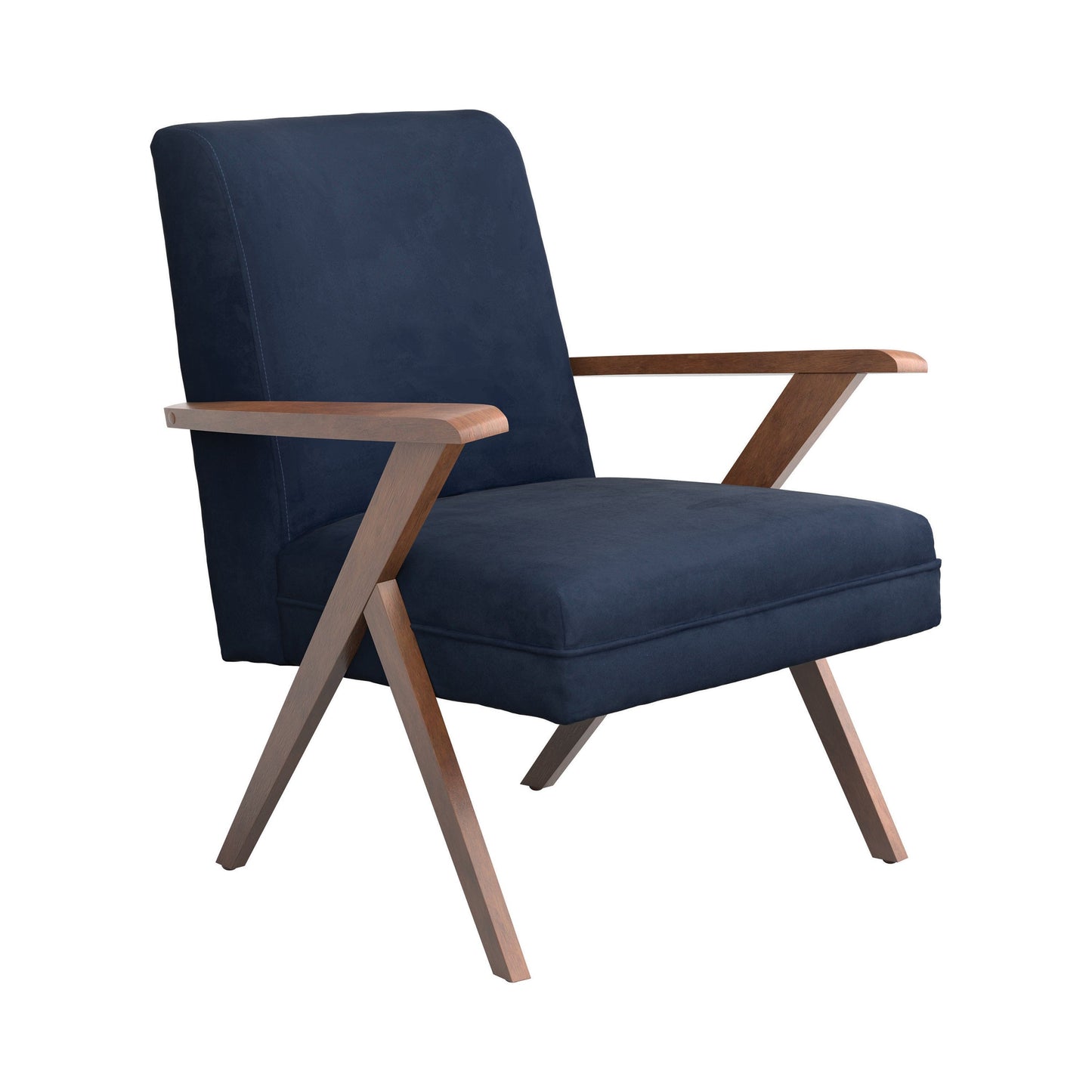 Monrovia Wooden Arms Accent Chair Dark Blue And Walnut - 905415 ebuystt