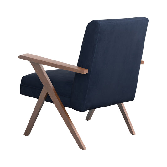 Monrovia Wooden Arms Accent Chair Dark Blue And Walnut - 905415 ebuystt