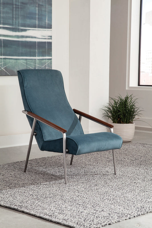 Seanna Wooden Arm High Back Accent Chair Teal - 905425 ebuystt