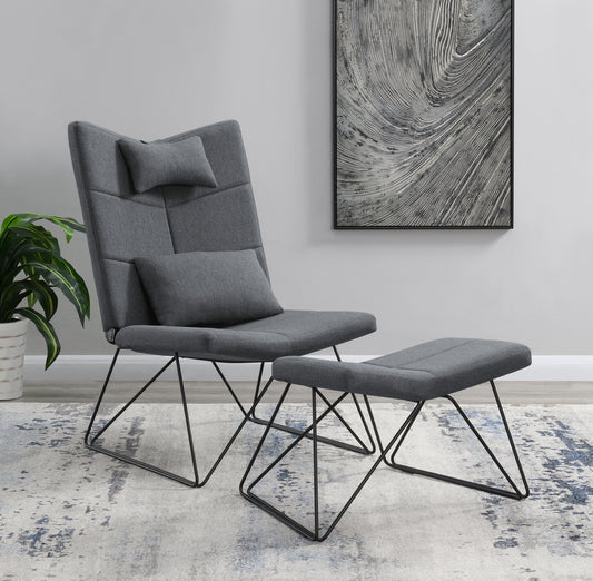 Padded Armless Accent Chair With Ottoman Grey - 905528 ebuystt