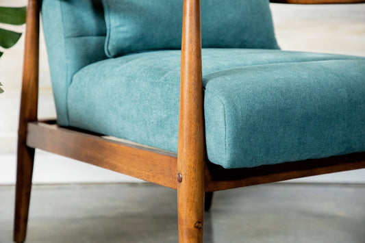 Wooden Arm Accent Chair Teal And Walnut - 905572 ebuystt