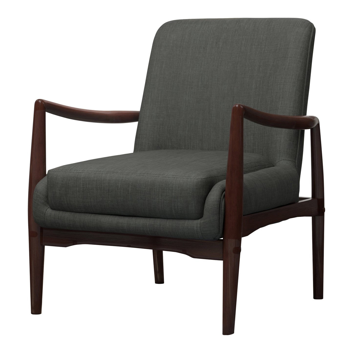 Upholstered Accent Chair With Wooden Arm Dark Grey And Brown - 905583 ebuystt