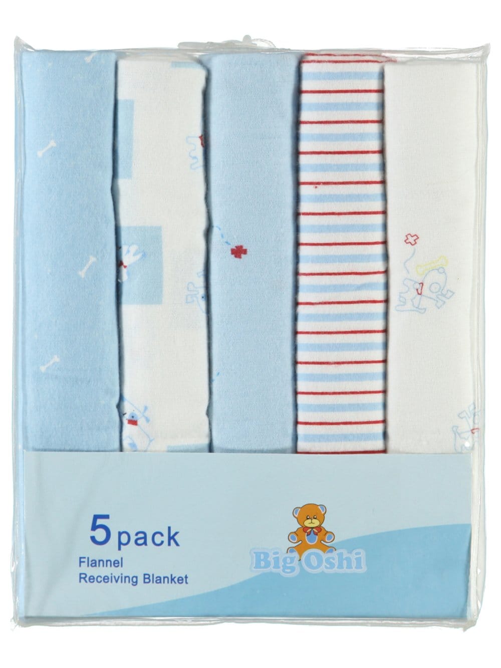 BABY TIME Big Oshi Flannel Receiving Blanket 5pk: blanket is soft cotton flannel, Size: 30" x 30" - PLK-965 ebuystt