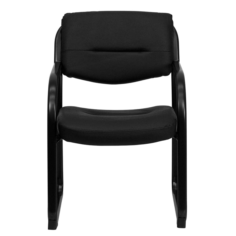 Black LeatherSoft Executive Side Reception Chair with Sled Base - BT-510-LEA-BK-GG A-Z Store Nadia