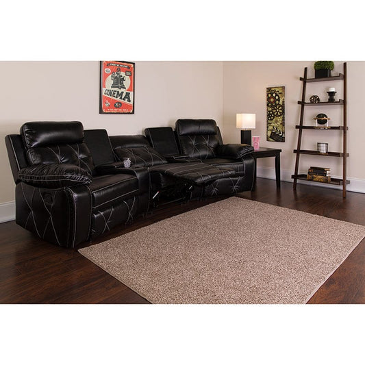 Reel Comfort Series 3-Seat Reclining Black LeatherSoft Theater Seating Unit with Curved Cup Holders - BT-70530-3-BK-CV-GG A-Z Store Nadia