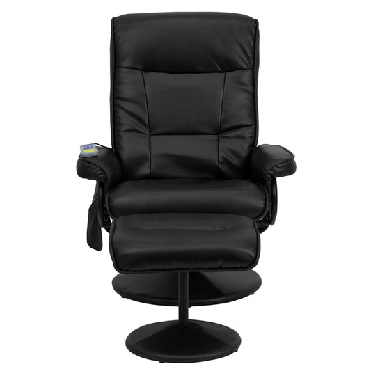 Massaging Multi-Position Recliner with Side Pocket and Ottoman in Black LeatherSoft - BT-7320-MASS-BK-GG A-Z Store Nadia