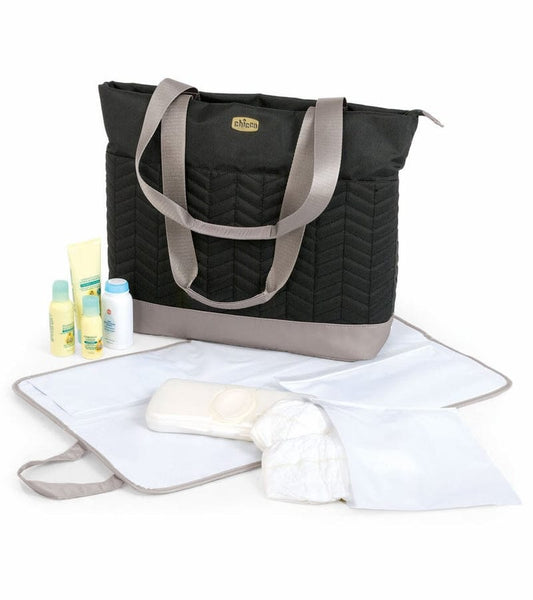 CHICCO Diaper Bag Chevron Black: Thermal zippered bottle pocket with high-density thermal insulation and thermoflect radiant barrier - 06079396950070 ebuystt
