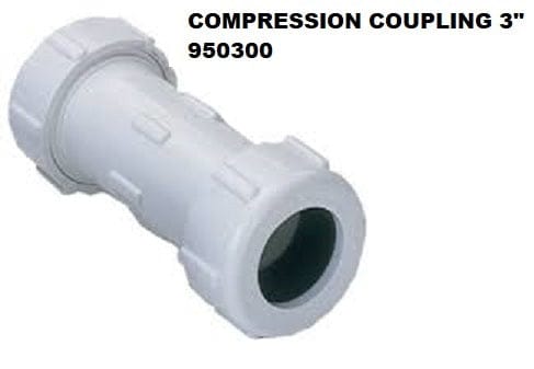 Brown's PVC Compression Coupling White 3 In MEGA