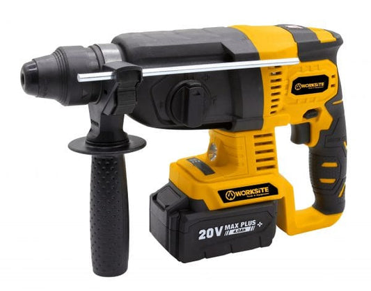 Worksite Brushless Cordless Rotary Hammer Drill, 20V Max, 4.0AH Battery and FAST Charger, Chuck Size 1/2", - CRH326 Worksite Power Tools