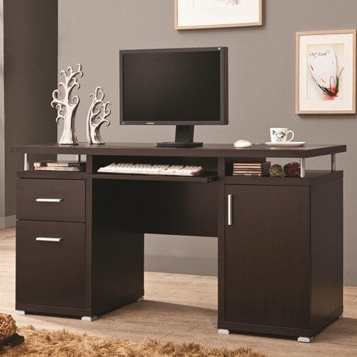 Tracy 2-Drawer Computer Desk Cappuccino - 800107 COSMEGA