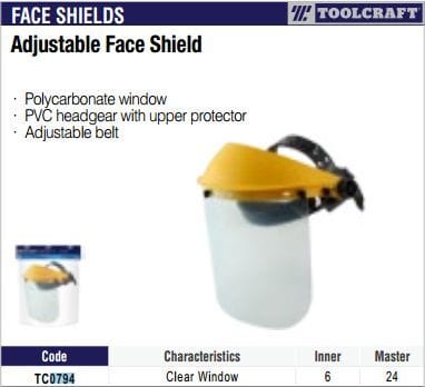 Toolcraft Adjustable Face Shield (40079) SWSMEGA
