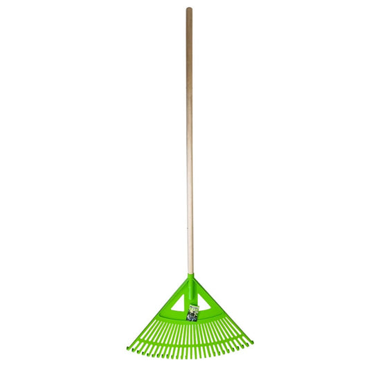 FLOW RITE PLASTIC GARDEN RAKE WITH WOODEN HANDLE, This rake is ideal for removing fallen dry leaves, grass clippings, and other debris from your lawn - FG-27W Pie's Variety Store