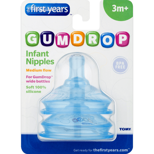 FIRST YEARS Nipples Gumdrop 2pk Wide Neck: Extend the life of your GumDrop Wide Neck Bottles with these Replacement Nipples - Y4970 ebuystt