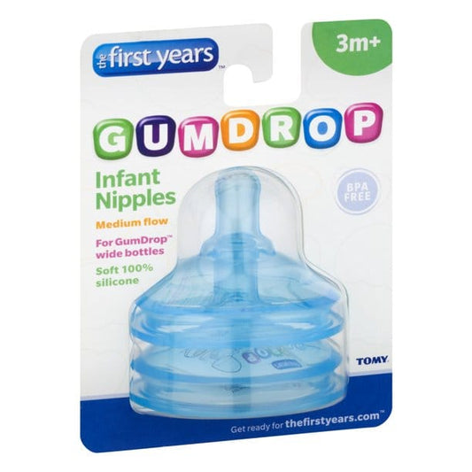 FIRST YEARS Nipples Gumdrop 2pk Wide Neck: Extend the life of your GumDrop Wide Neck Bottles with these Replacement Nipples - Y4970 ebuystt