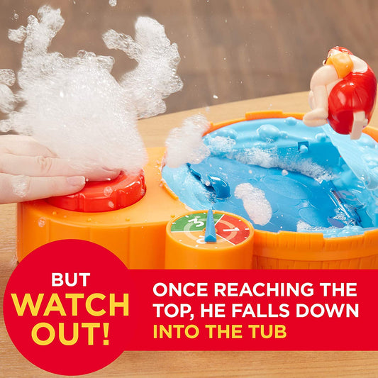 Hasbro Hot Tub High Dive: Pour the included demo bubble solution into the tub unit, spin the spinner, then press the big red button the number of times shown to send the diver up or down the ladder - E1919 ebuystt