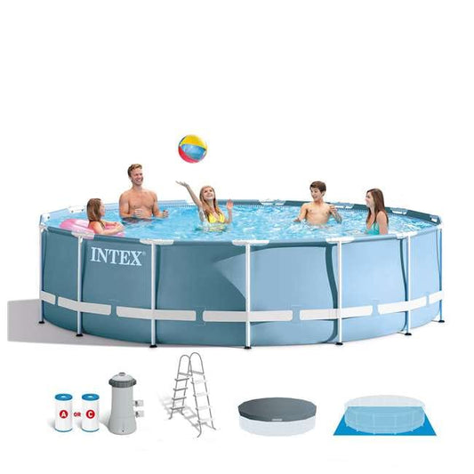 Intex Prism Frame Pool 15ft X 48in: Dual suction outlet fittings – improve water circulation resulting in better water hygiene and clarity - 26725 ebuystt
