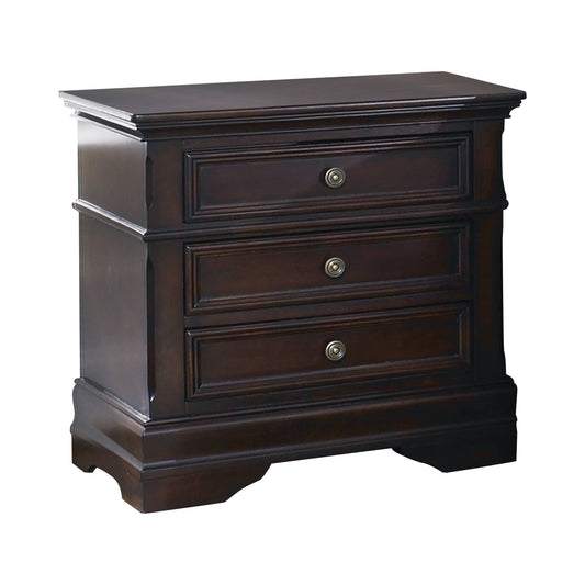 Cambridge 3-Drawer Rectangular Nightstand, Cappuccino Collection: Cambridge, Crafted Of Solid Wood And China Birch Veneers, Keeps Jewelry Safe Or Treasured Keep Safe SKU: 203192 coastmega