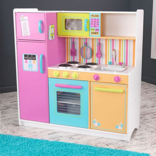 Kid Kraft Deluxe Big And Bright Play Kitchen: Bright Play Kitchen. Interactive features - like turning oven knobs and appliance doors that really open - keep kids exploring and engaged - 53100 ebuystt