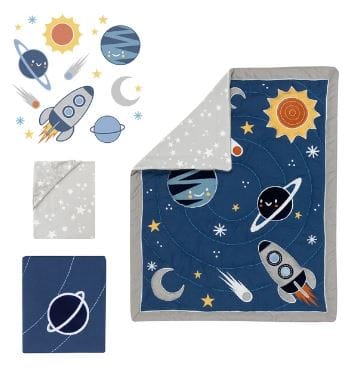 LAMBS & IVY Milky Way 4pc Crib Bedding Set This nursery baby crib bedding collection is perfect for any little astronaut baby boy or girl. LAMBS&IVY-3004 | Model# 730004V ebuystt