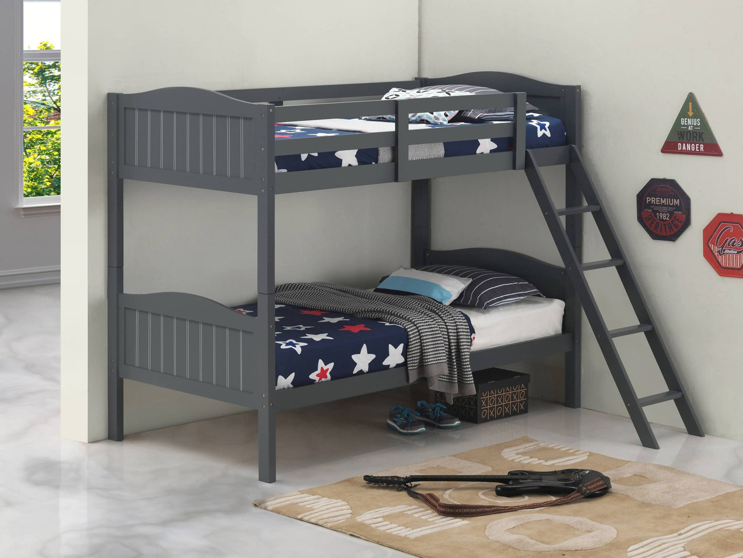 Littleton Twin/Twin Bunk Bed With Ladder Grey - 405053GRY A-Z Store Nadia