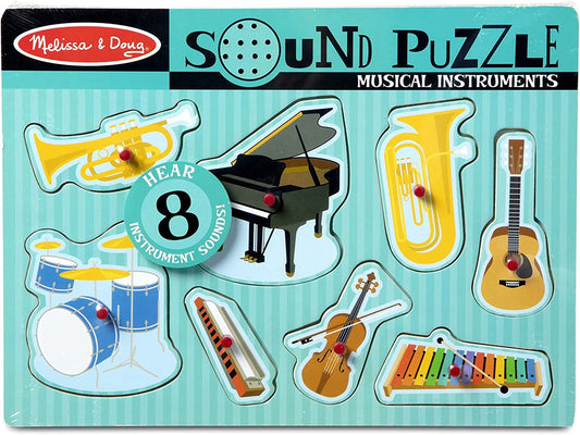 MELISSA & DOUG Musical Instruments Sound Puzzle: Place an instrument piece correctly in the puzzle board and listen to it play - M&D-732 ebuystt