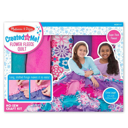 MELISSA & DOUG  Created By Me Flower Fleece Quilt: Knot-together no-sew fleece quilt craft kit with flower pattern and coordinating colors - 8561
