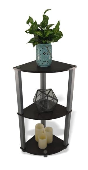Momentum Furnishings Corner Shelf 3 Tier Espresso Perfect for any Room, Durable Easy to Clean Finish are affordable, stylish, and easy to assemble 11.73 Inches l x 11.73